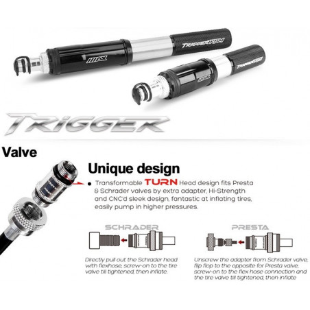 BOMBA TRIGGER MAX ALUMINIO CON RACORD EXTRAIBLE 160 PSI