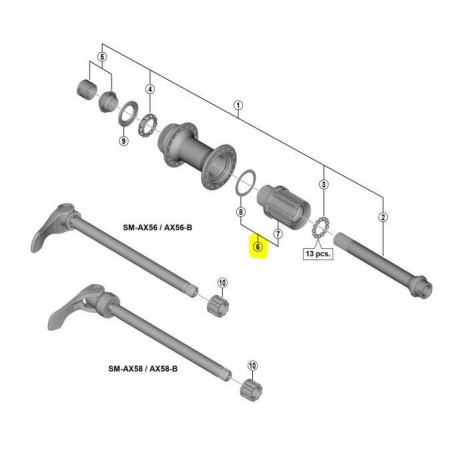 NÚCLEO BUJE COMPLETO SHIMANO FH-M6010 DEORE 12 MM