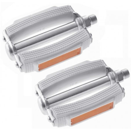 PEDALES PASEO ACERO GOMA BLANCOS