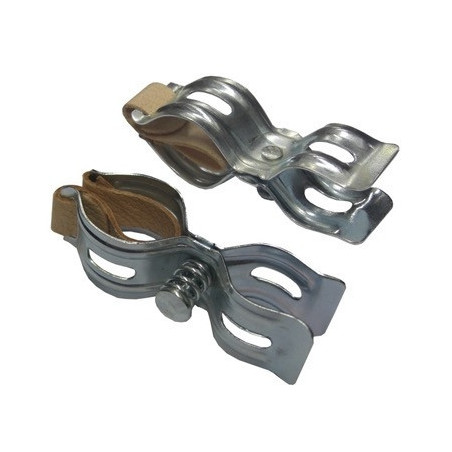 PAR ABRAZADERA BOMBA ANTIGUA CON CUERO