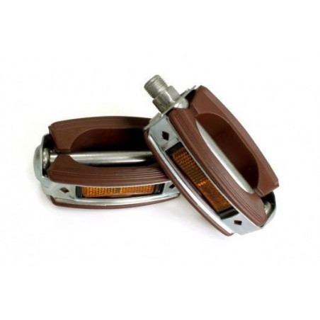 PAR PEDALES PASEO ACERO Y GOMA MARRÓN