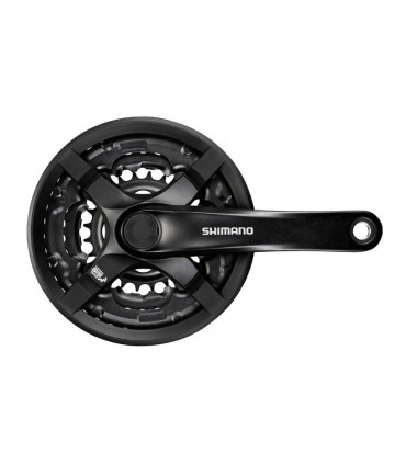 BIELAS SHIMANO TY501 6/7/8 VELOCIDADES 175 48X38X28 NEGRO CON CUBREPLATOS